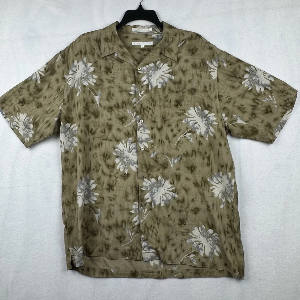 Men's‎ Perry Ellis 100% Silk Short Sleeve Hawaiian Tropical Shirt Size L